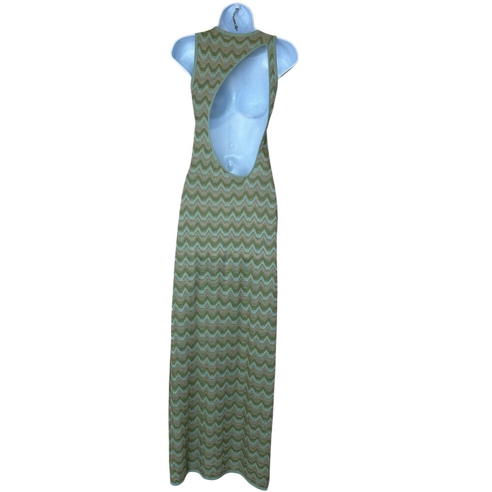 Devon Windsor Green Zigzag Knit Maxi Dress SMALL Tank Vacation Designer $345 - Picture 12 of 14